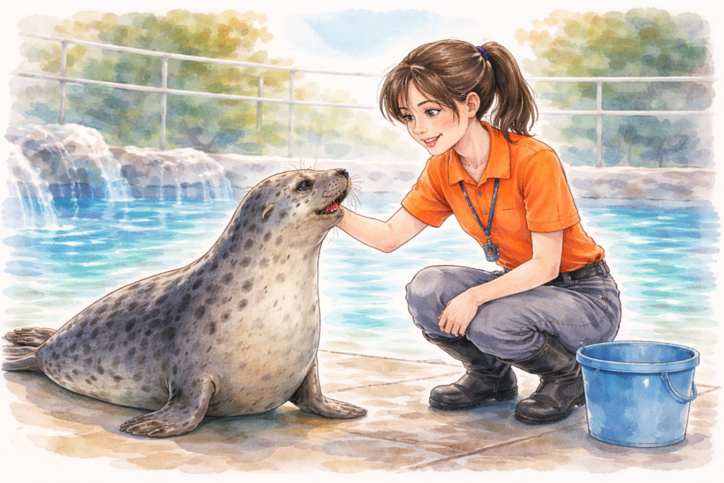 アザラシと飼育員
